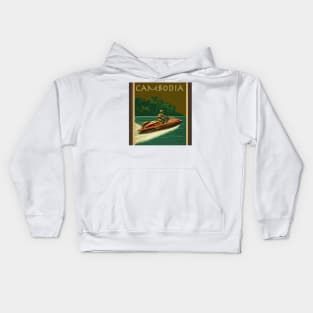 Cambodia Jet Ski Vintage Travel Art Poster Kids Hoodie